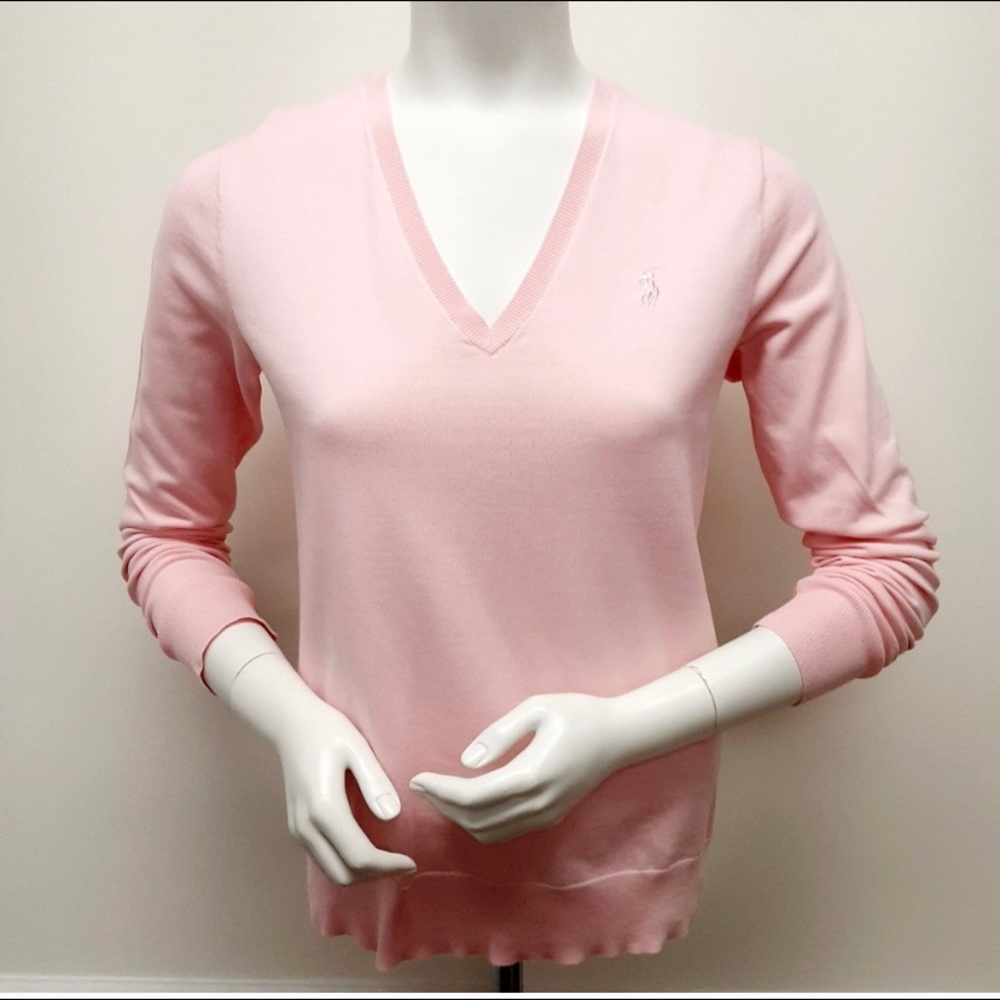 Ralph Lauren Golf Pink V-Neck Sweater.